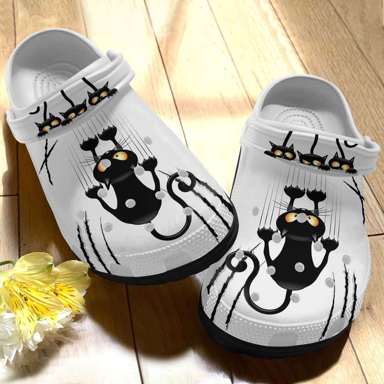 Black Cat Personalized Clog, Custom Name, Text, Color, Number Fashion Style For Women, Men, Kid, Print 3D