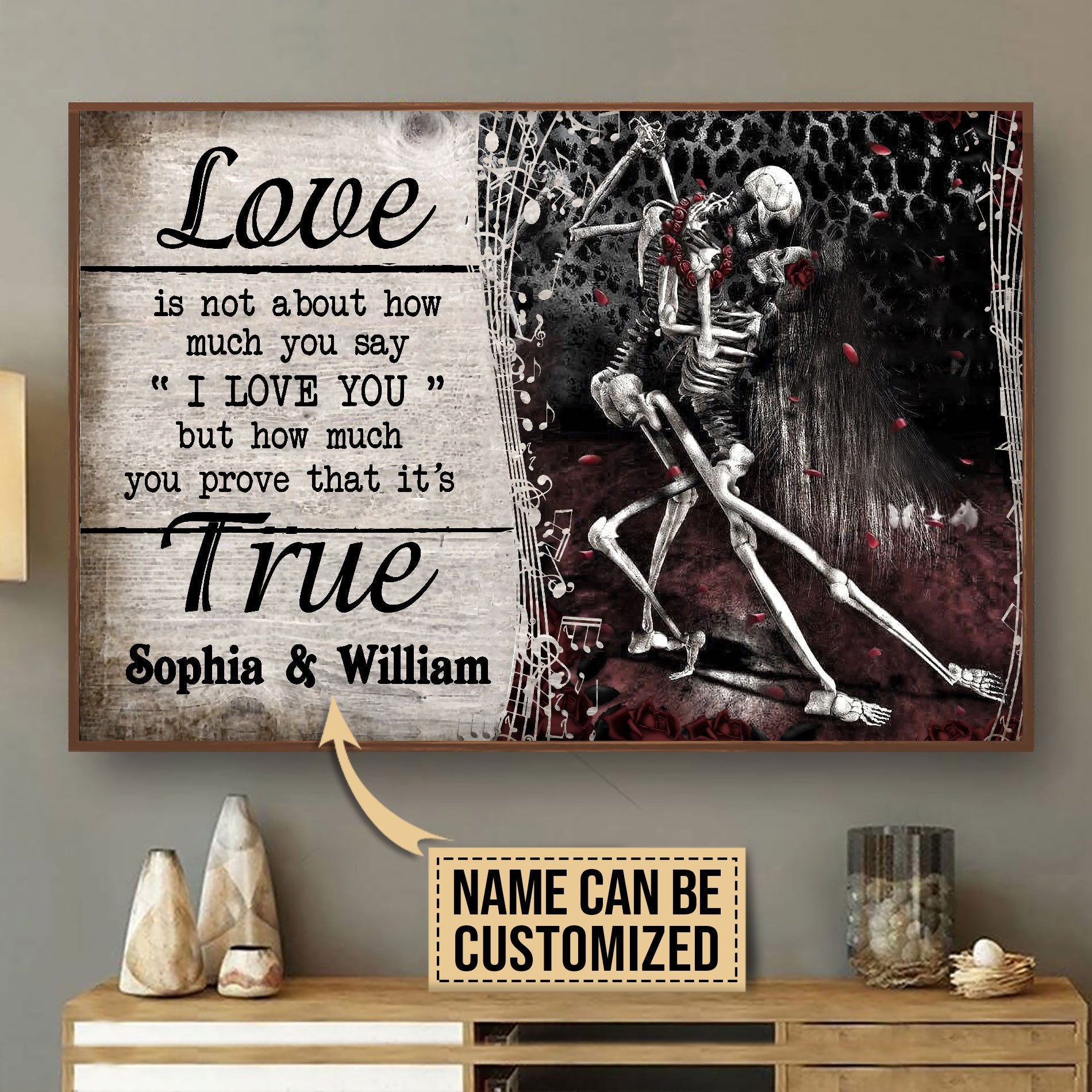 Aeticon Gifts Personalized Dancing Skeleton Love Is Not About Canvas Mom Dad Gift Home Decor