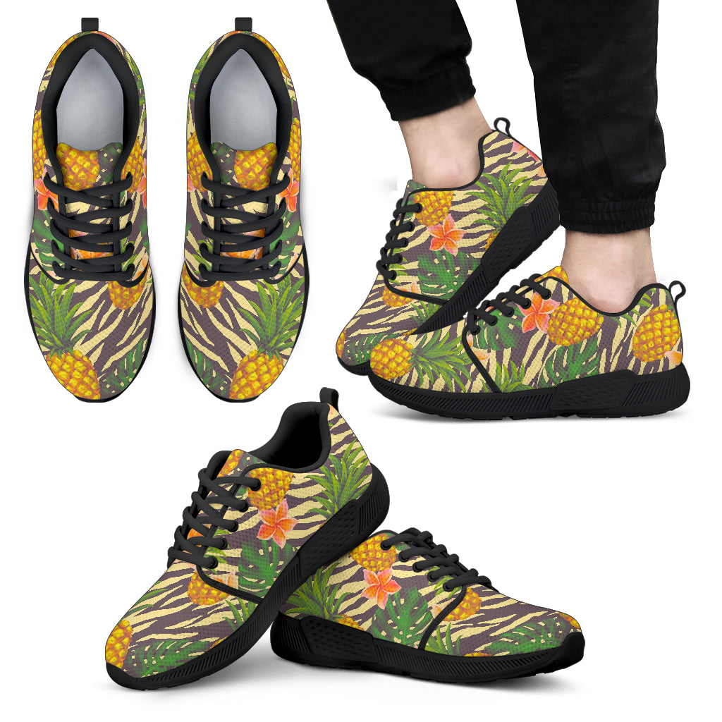 Vintage Zebra Pineapple Pattern Print Men’S Athletic Shoes