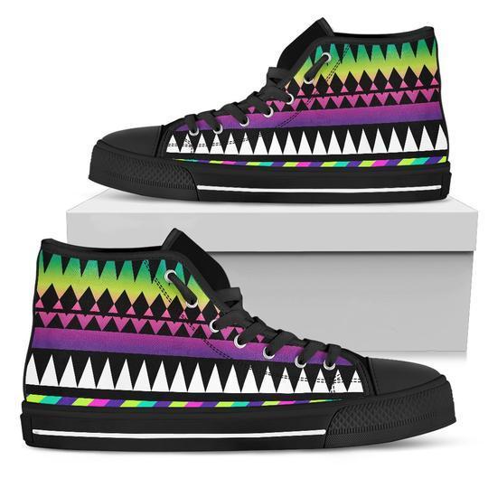 Animal Skin Aztec Rainbow High Top Personalized Shoes Custom Name, Text For Women, Men