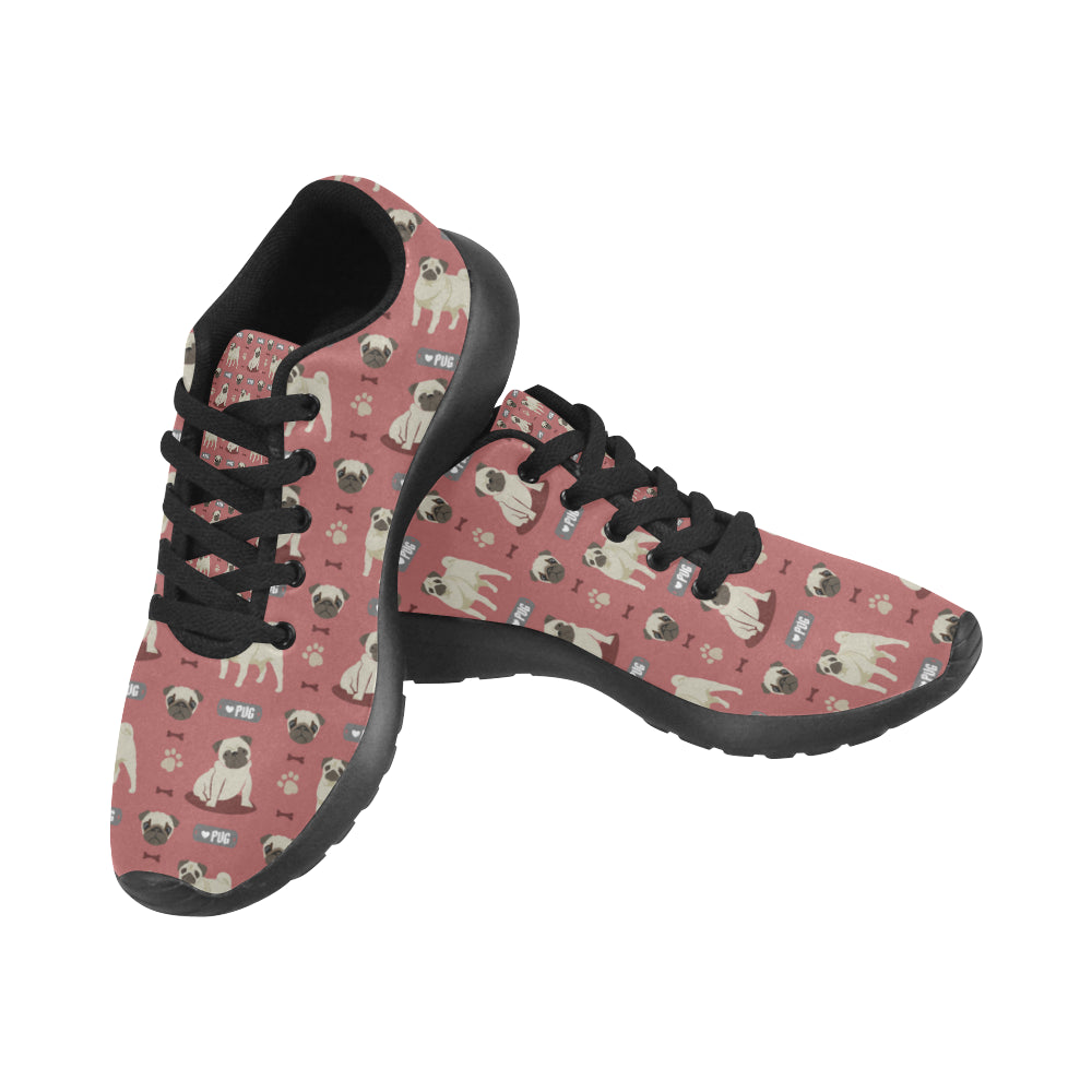 Pug Pattern Black Sneakers for Men