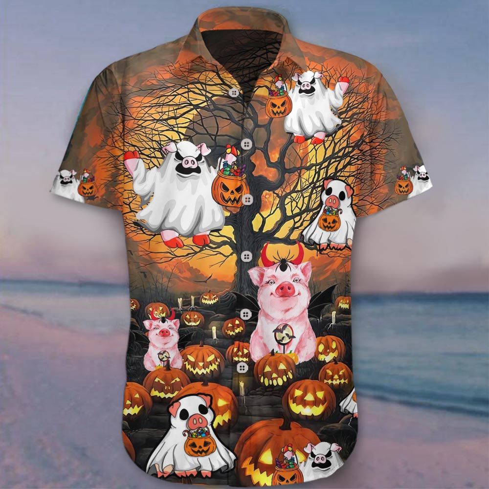 Pig Halloween Hawaii Shirt Pumpkin Cute Graphic Tee Ha45112