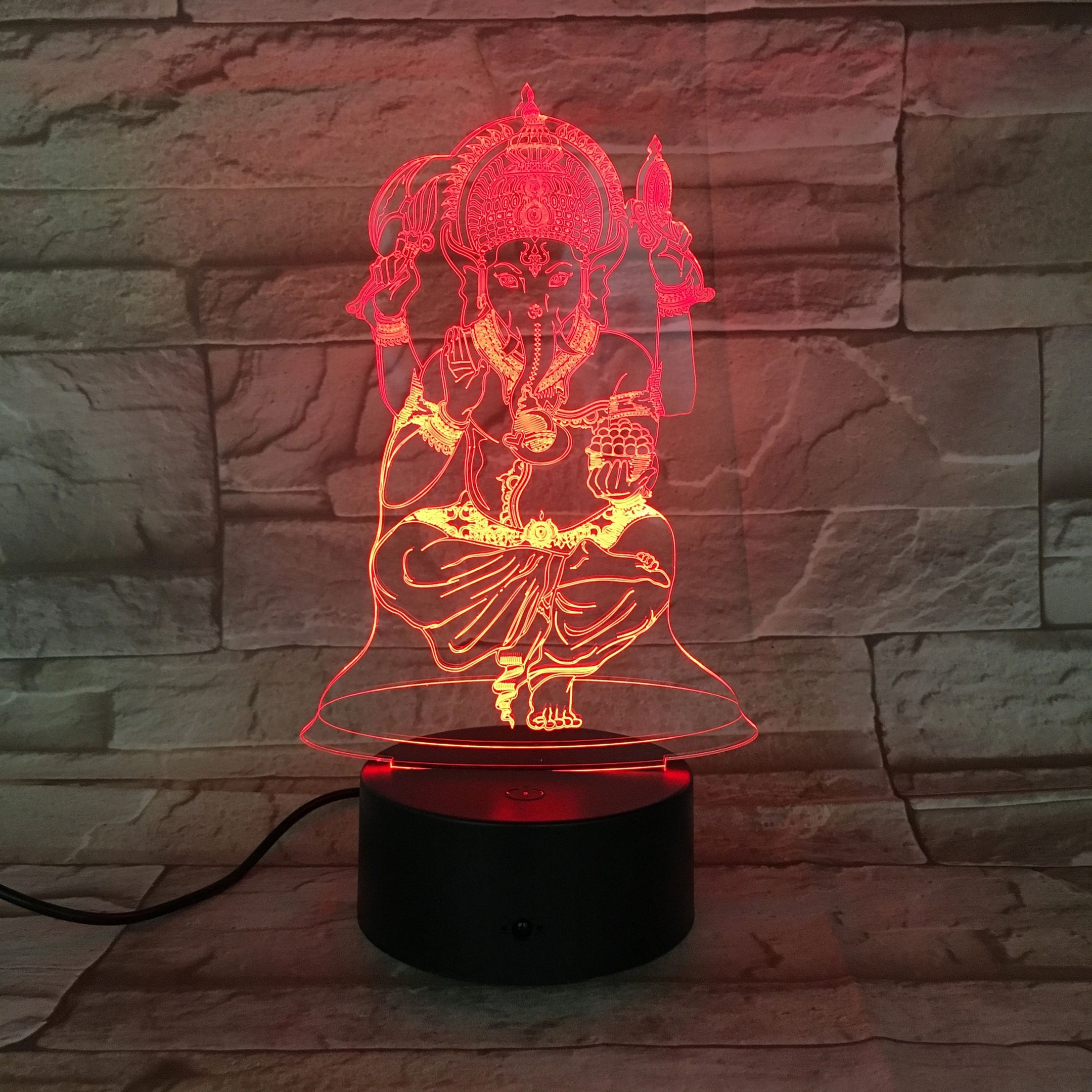 Nice India Lord Elephant Pattern 3D Illusion Night Light Led Light