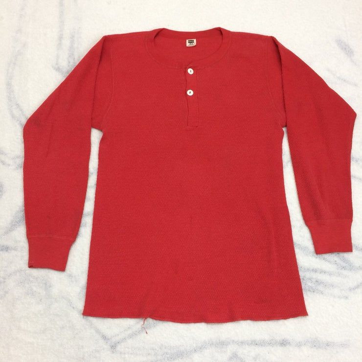 1970S Red Henley Neck Thermal Undershirt Looks Shirt