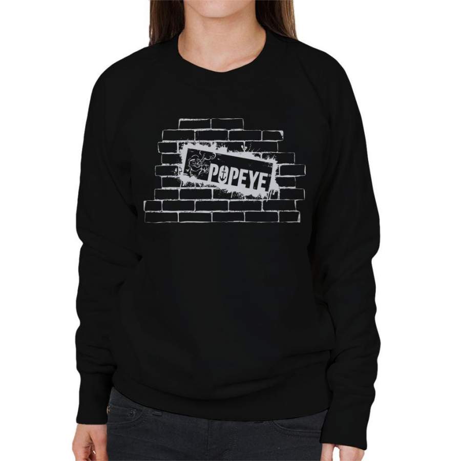 Popeye Brick Wall Poster Women’s Sweatshirt
