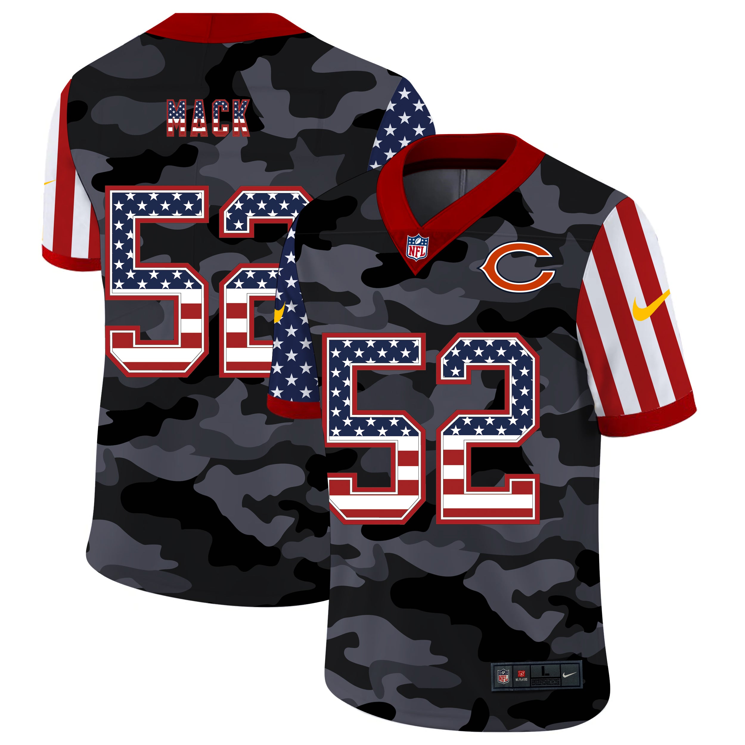 Men’S Chicago Bears Khalil Mack Black Camo Usa Flag Limited Jersey