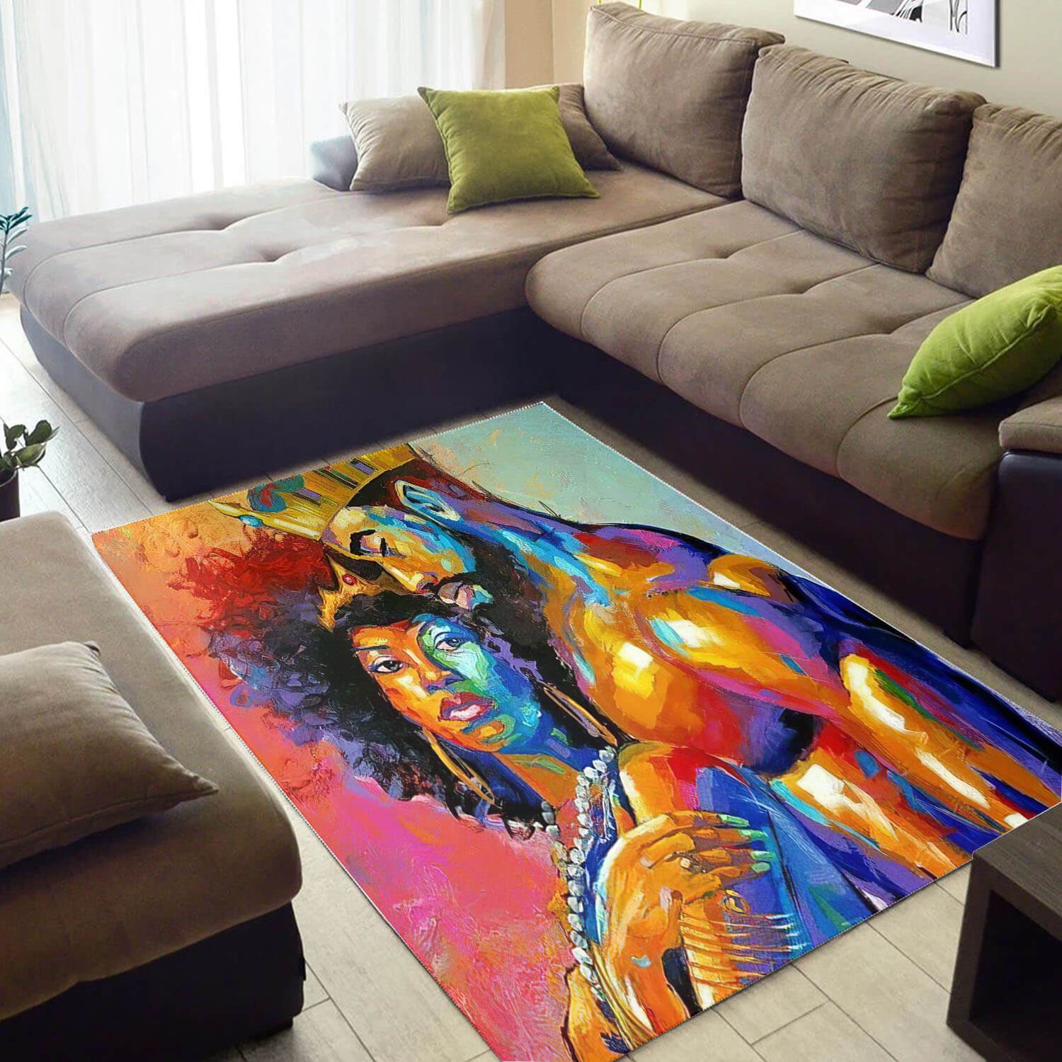 Modern African Area Rug Pretty African American Art Black Queen African