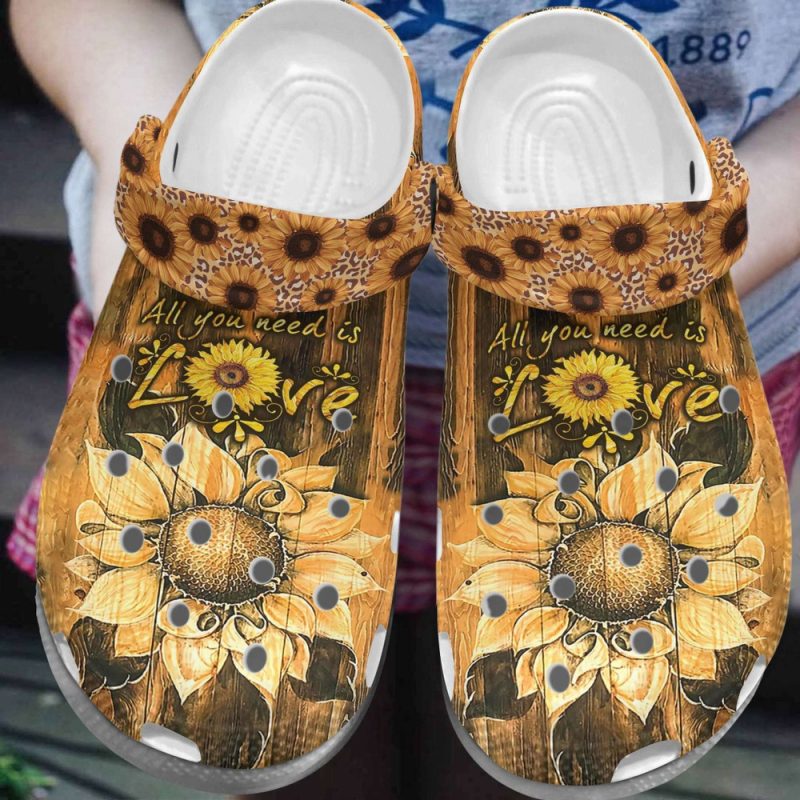 Sunflower Love Is All You Need Rubber clog Shoes Comfy Footwear