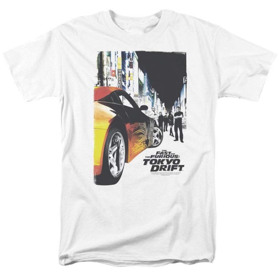 Men The Fast and the Furious Tokyo Drift Poster T-shirts Summer Fashion White