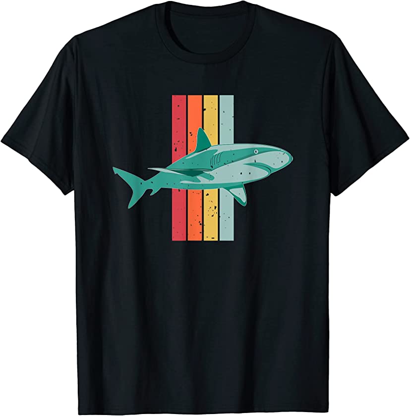 Vintage Retro Shark Silhouette Funny T-Shirt