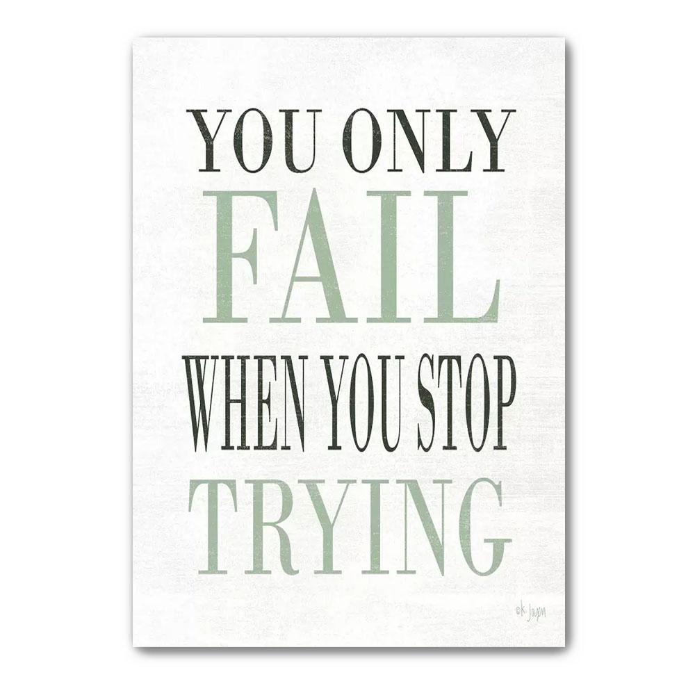 Poster Canvas You Only Fail When You Stop Trying Fitness Decor, Gym Poster Wall Decor, Poster Gift Decor Home Decor Wall Art Visual Art