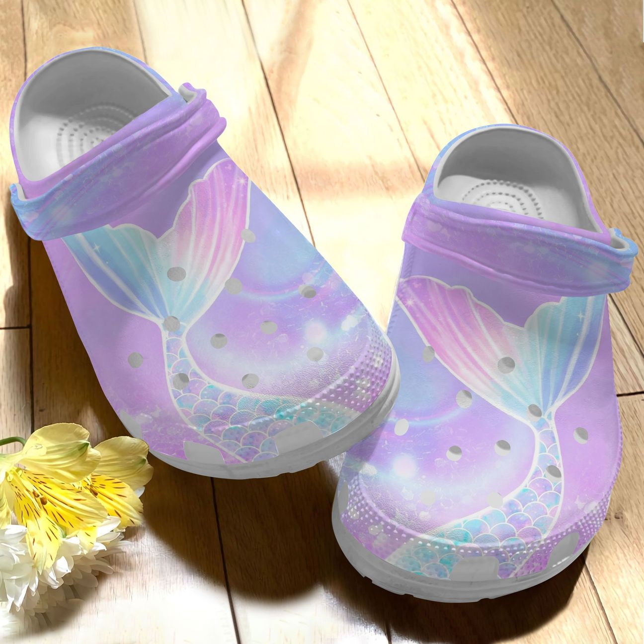 Mermaid Personalize Clog, Custom Name, Text, Fashion Style For Women, Men, Kid, Print 3D Whitesole Magical Mermaid