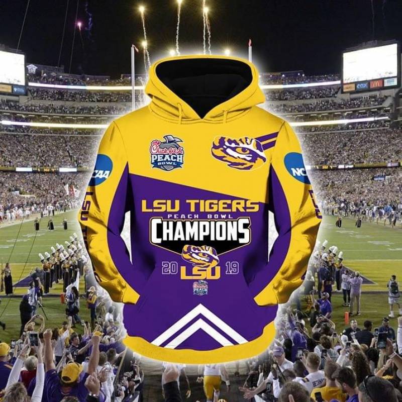 Chick Fil A Peach Bowl Champions Lsu Tigers Football Team Also Known As Fighting Tigers Represents Louisiana State University Best Gift For Fans All Over Print Hoodie S-5Xl