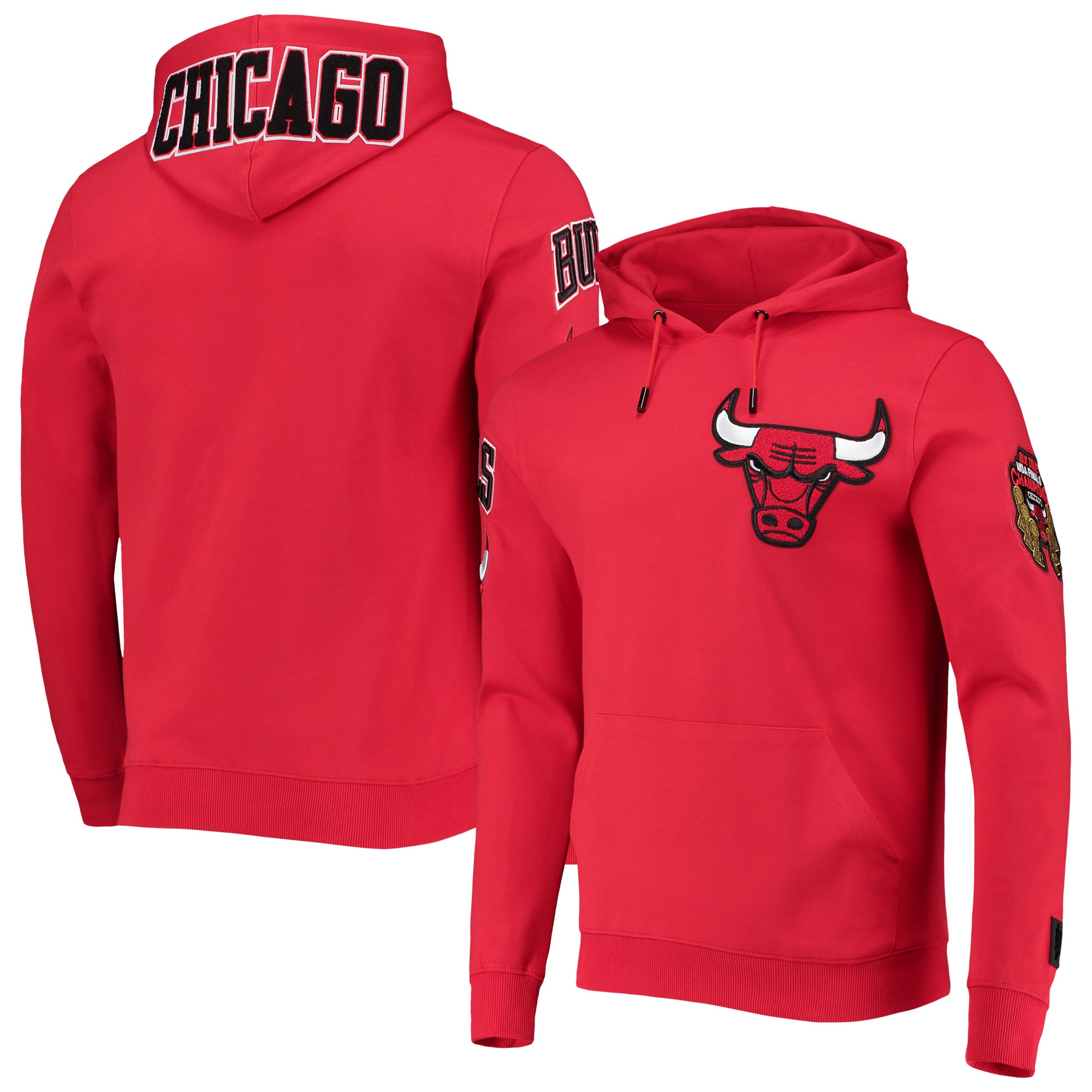 Chicago Bulls Pro Standard 6x NBA Finals Champions Logo Pullover Hoodie – Red