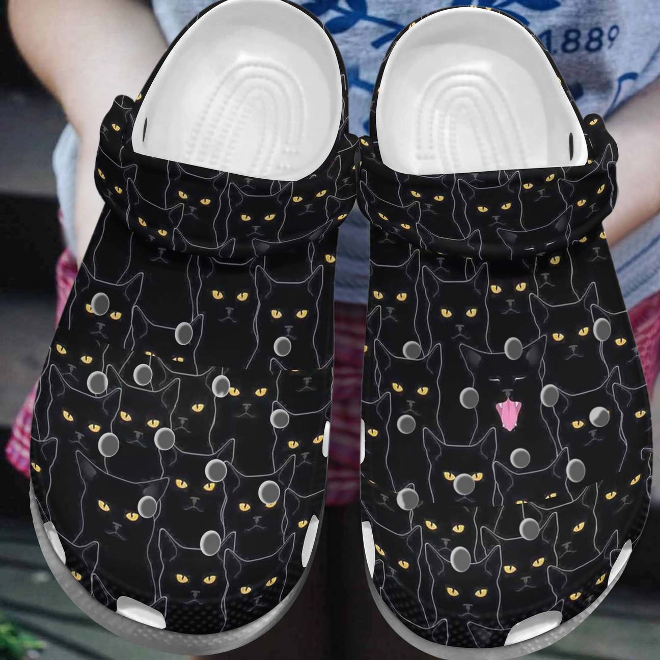 Cat Personalized Clog, Custom Name, Text, Color, Number Fashion Style For Women, Men, Kid, Print 3D Black Cat Pattern