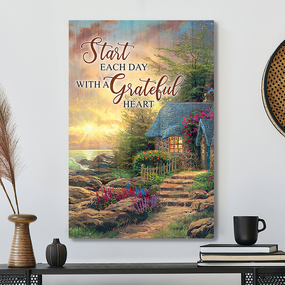Start Each Day With A Grateful Heart 8 – Bible Verse Canvas – Scripture Canvas Wall Art – Ciaocustom