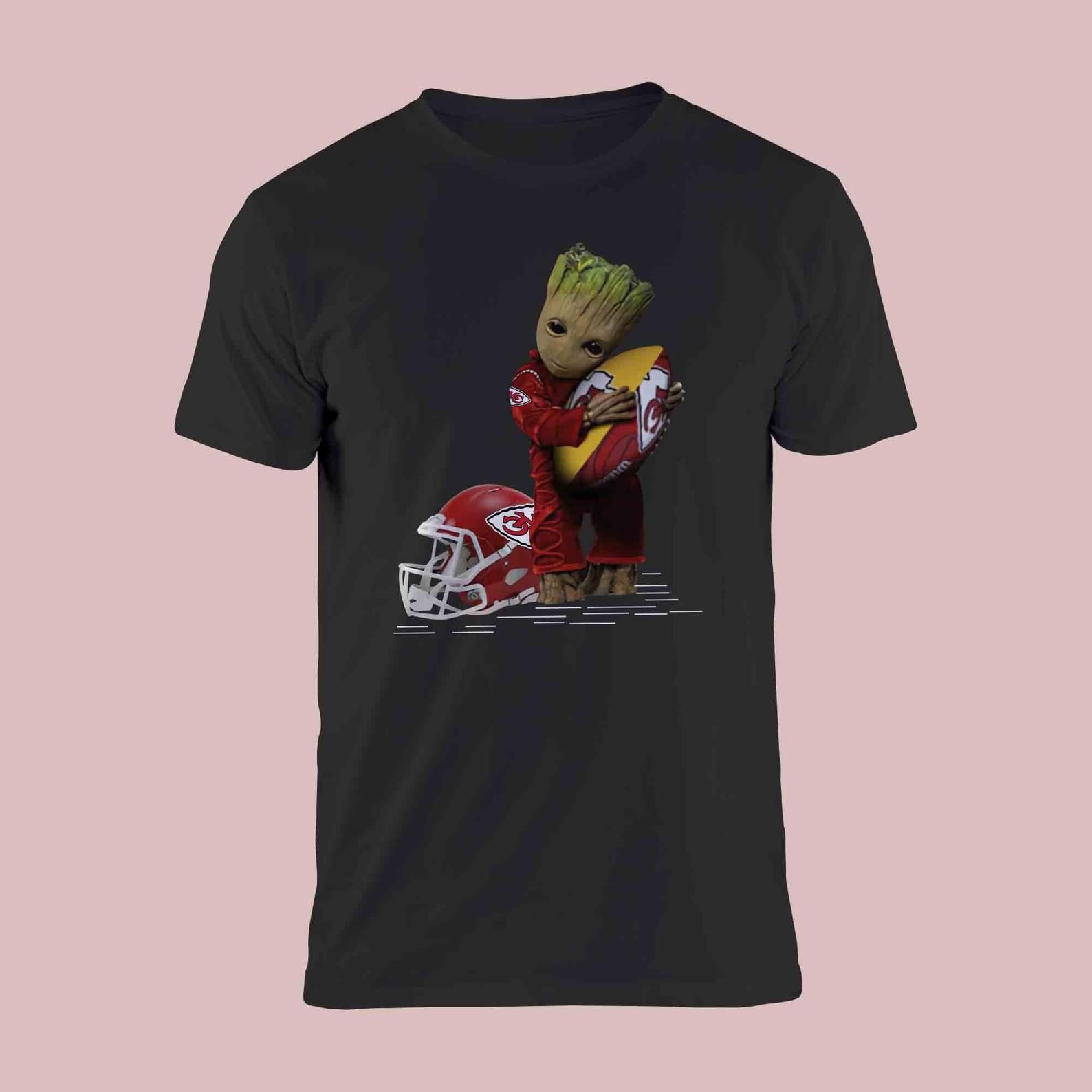 Baby Groot Hugging Kansas City Chiefs T-Shirt Chiefs 2021 Super Bowl Liv Champs Shirt Kc Chiefs Shirt Gift Fan Gift For Him Her T Shirt