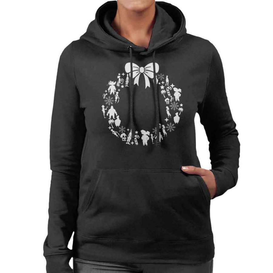 Monkey Island Christmas Wreath Pattern Women’s Hooded Sweatshirt