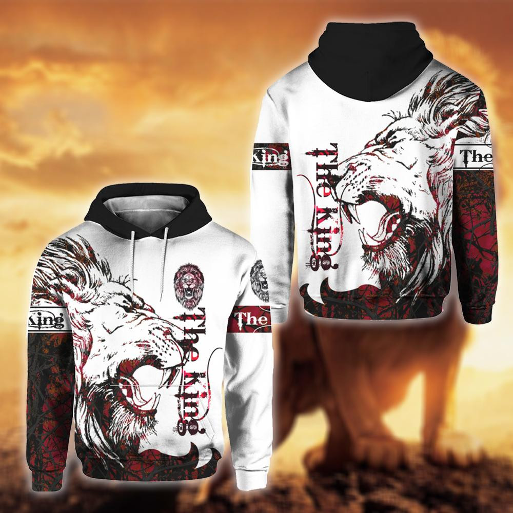 The Red Alpha King Lion 3D All Over Print | Hoodie | Unisex | Full Size | Adult | Colorful | Ht3352