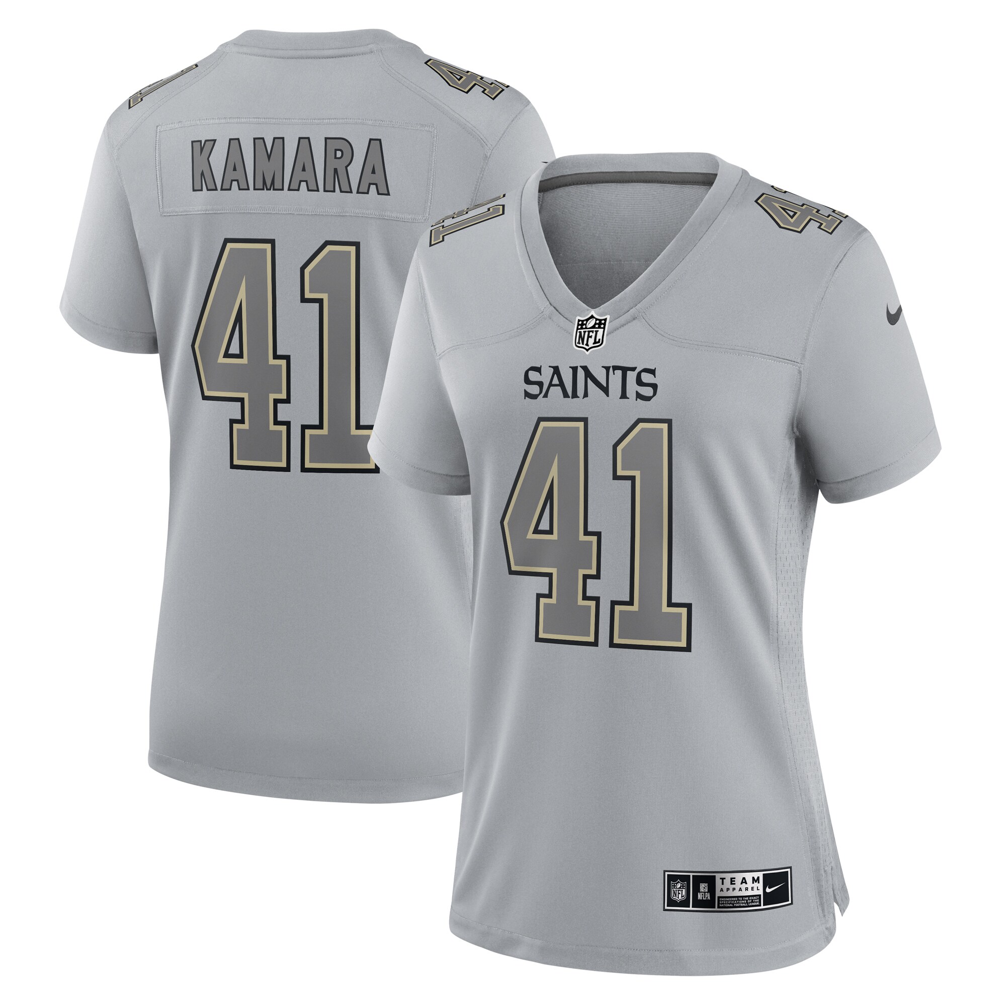 Women’s New Orleans Saints Alvin Kamara Gray Atmosphere Fashion Game Jersey