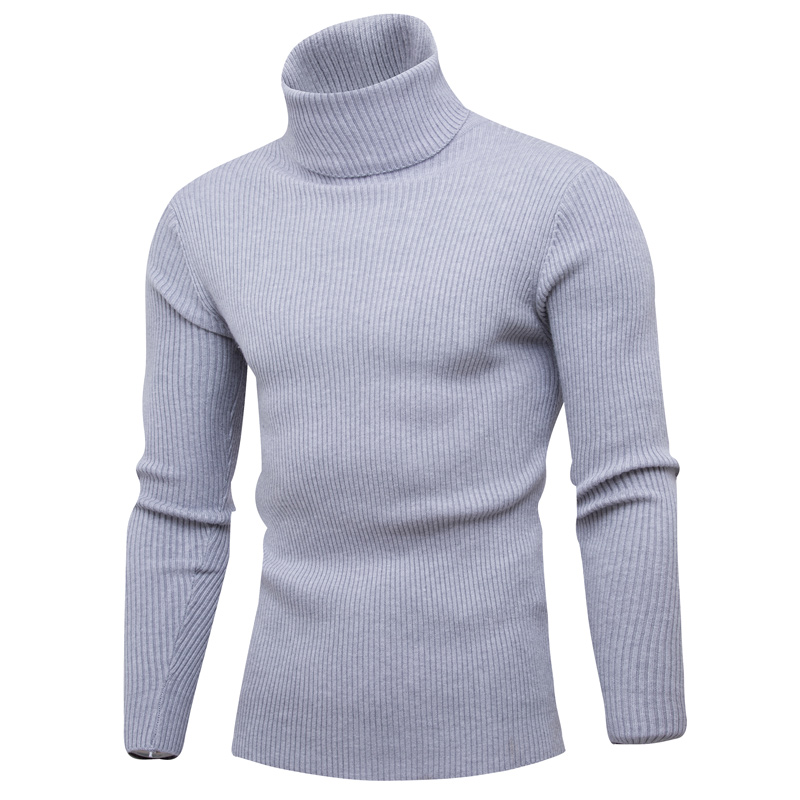 Winter Men’s Warm Knitted Sweater Solid Color Long Sleeve Turtleneck Sweater Casual Sweater Jumper alx