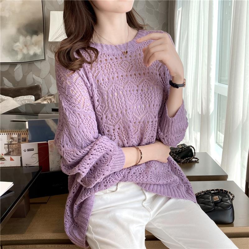 Vintage Pullover Korean Women’s Sweater 2022 Trend Fashion Sweaters Yellow Autumn Pink Crochet Tops Knitted Clothes Kawaii Long alx