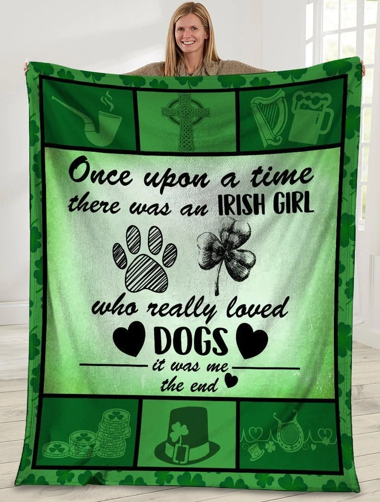 An Irish Girl Really Loved Dogs Fleece Blanket, Gift For Irish Girl Throw Sherpa Blanket Soft Cozy