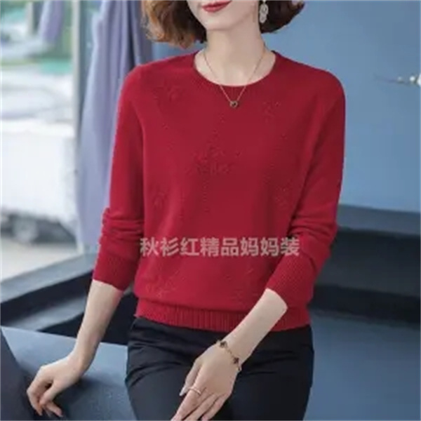 Women Sweaters New 2022 Spring Autumn Long Sleeve O-neck Embroidered Knitted Jumper Pullovers Middle-aged Mother Sweater W2365 alx