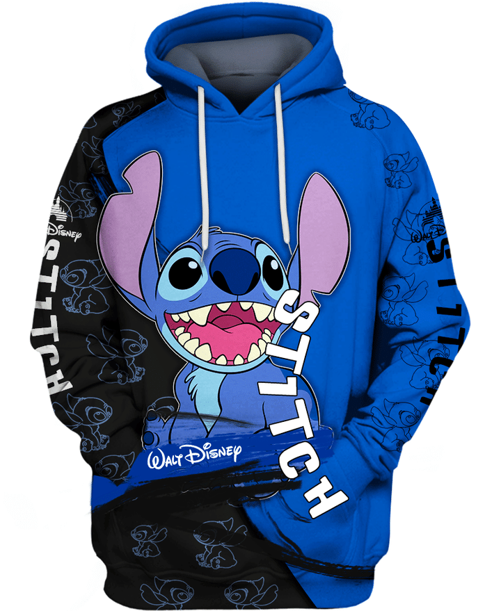 Cartoon Character Lovely Stitch Zip Hoodie Sweater Tshirt All Over Printed 3D Unisex Men Women