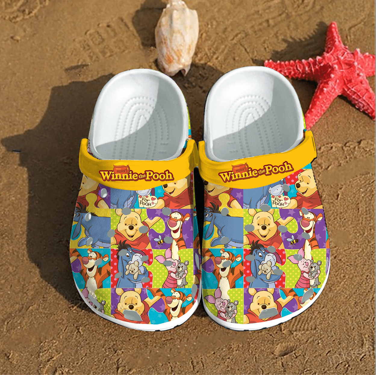 Winnie The Pooh Charcters For Men And Women Rubber Crocs Crocband Clogs, Comfy Footwear