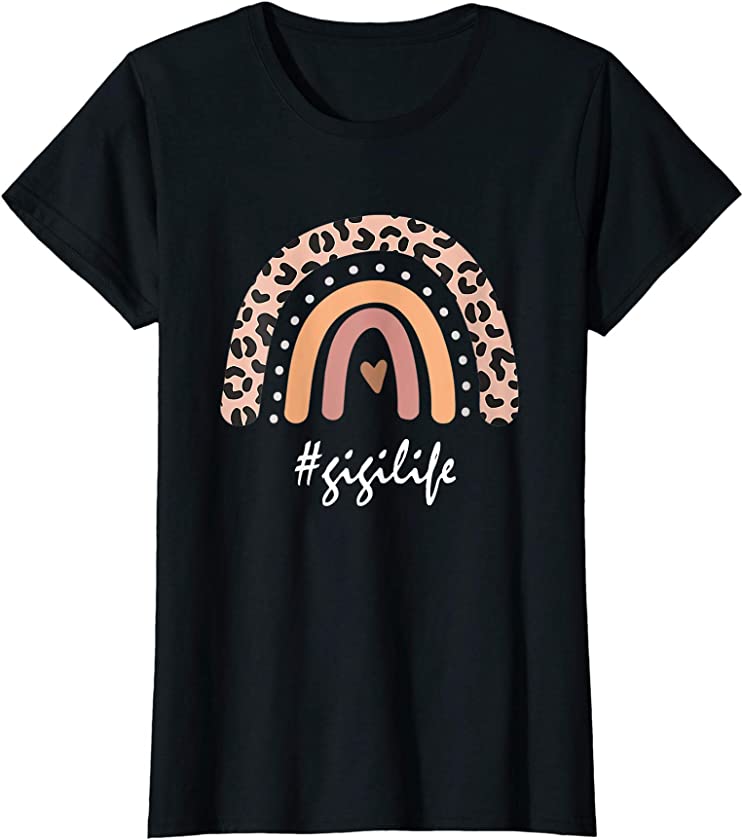 Womens #Gigilife Leopard Rainbow Cheetah Print Gigi Graphic T-Shirt