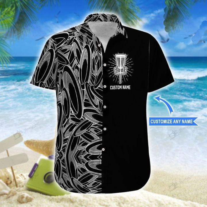 Custom Name Simple Bw Disc Golf Unisex Hawaii Shirts Beach Shorts Ha20888