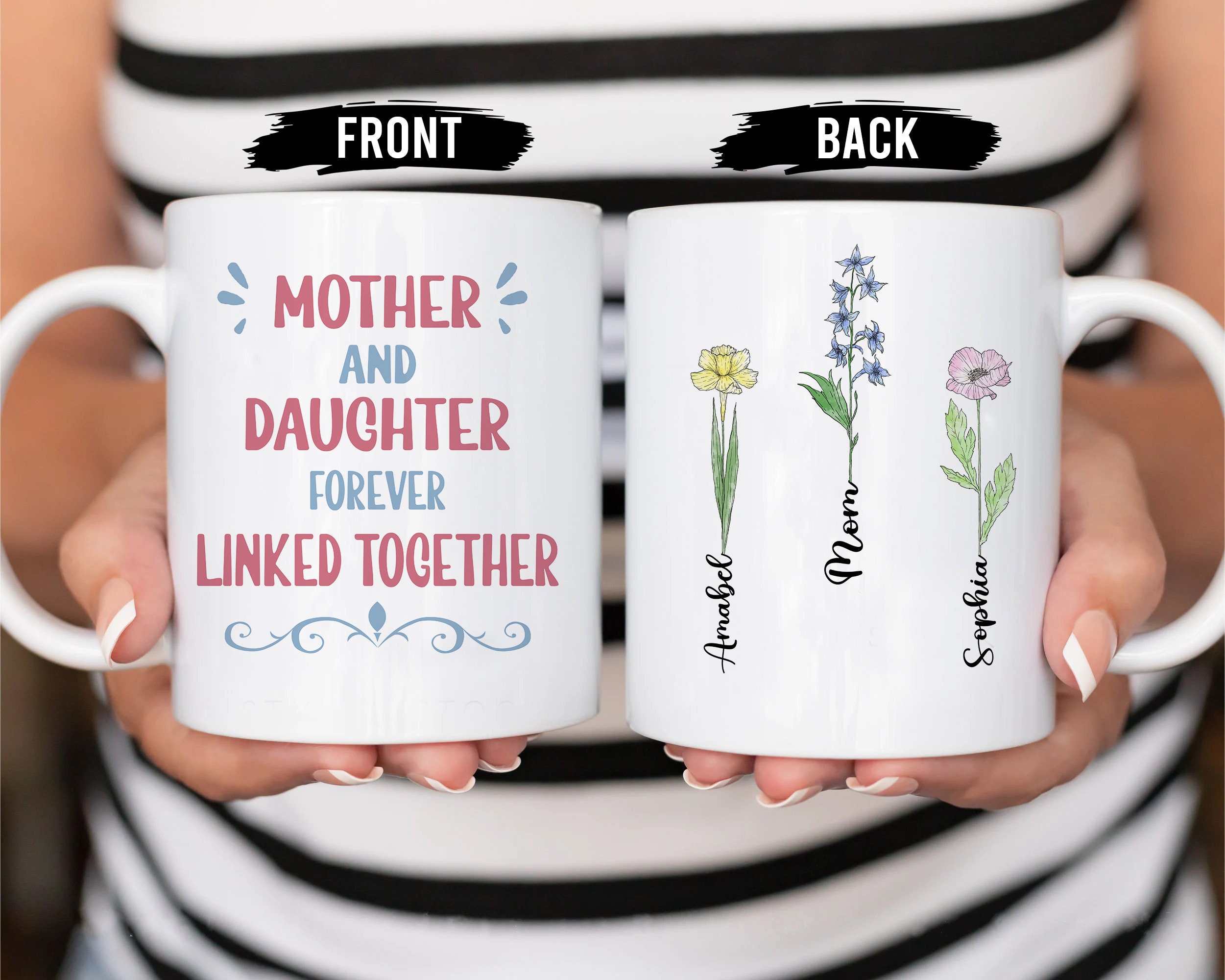 Mother and Daughter Forever Linked Together Mug, Personalized Gift, Gifts For Mom, Mom Gifts, Mama Gifts, Mom Birthday Gifts, Mother’s Day Gift