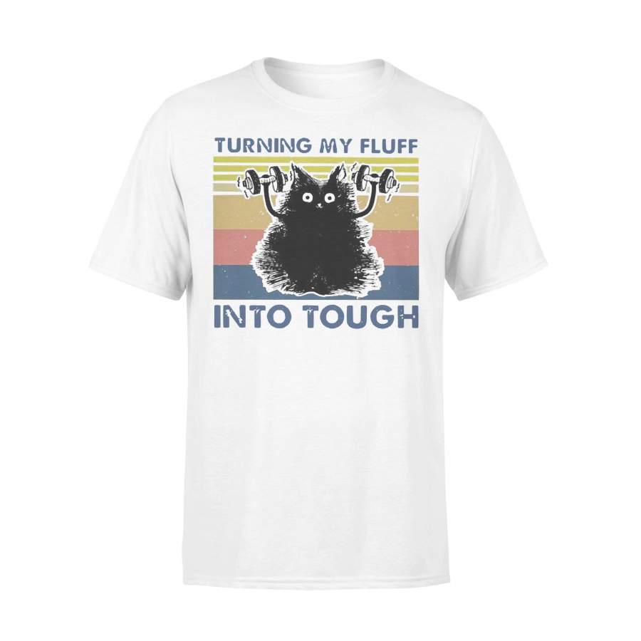 Black Cat Turning My Fluff Into Tough Fitness Vintage T-shirt