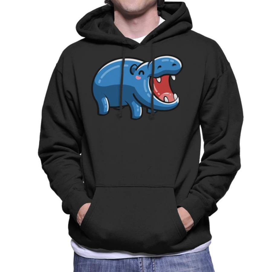 Carttoon Cute Hippo Men’s Hooded Sweatshirt