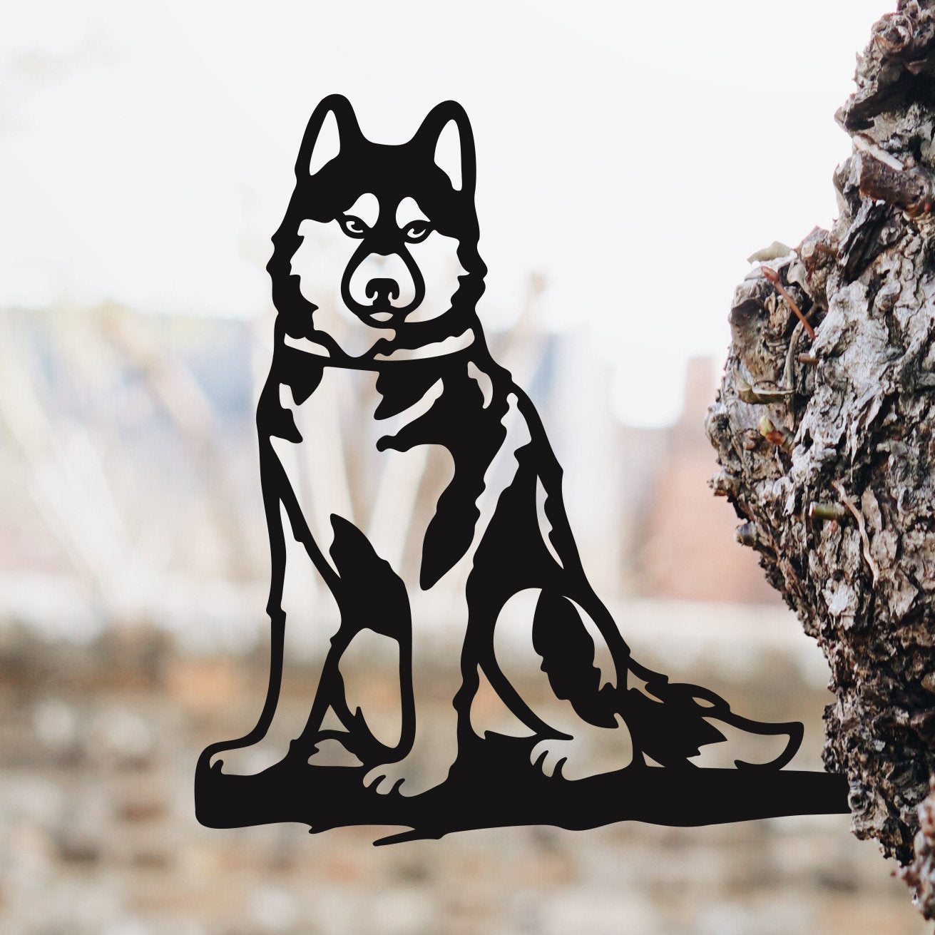 Metal Husky Silhouette Puppy – Usa Steel Dog Sign Cutout – Rustic Outdoor Home & Garden Decor – Housewarming Gift For Dog Lovers