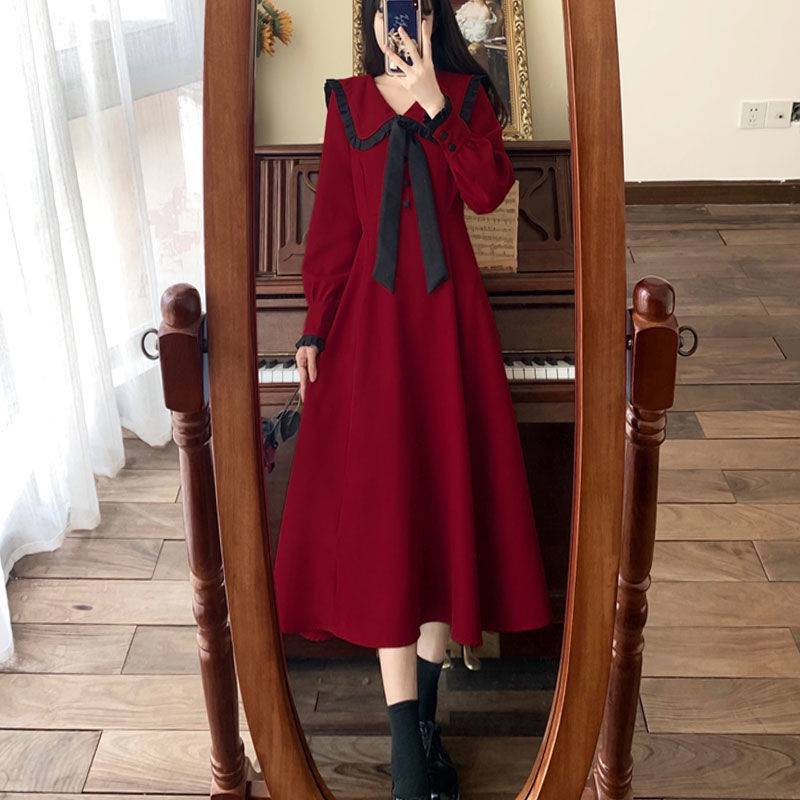 Women Plus Size 4Xl Christmas New Year 2022 Sweet Party Dress Long Sleeve Lolita Velvet Vintage Dress Winter Outwear Y2K Clothes alx