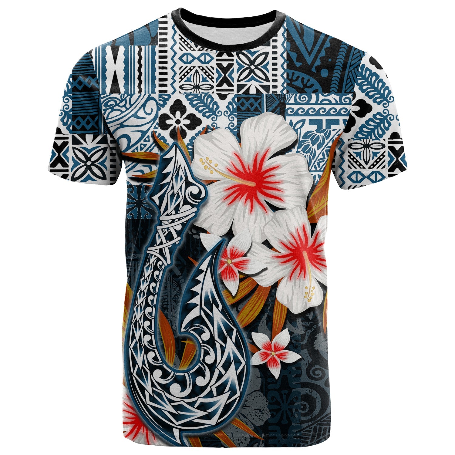 Hawaiian Fish Hook T Shirt Blue Style Ha39954