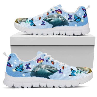 Shark Butterfly Sneakers, Sneaker Personalized Shoes Custom Name, Text For Women, Men