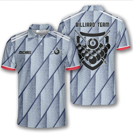 Dust Silver Custom Billiard Shirts For Men, Men’S Billiard Polo Shirts, Custom Billiard Ball For Team