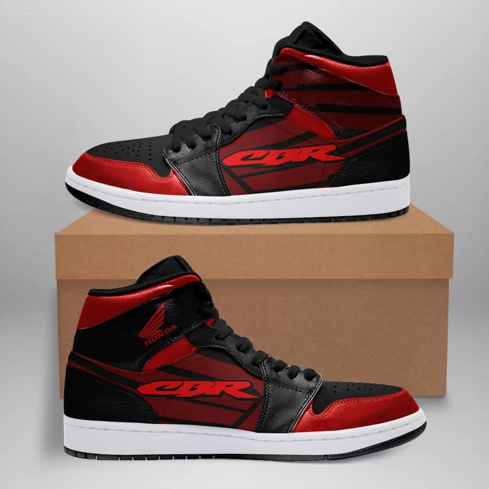 Honda Cbr Red And Black Themed Air Jordan 1 High Printing Shoes Sneaker