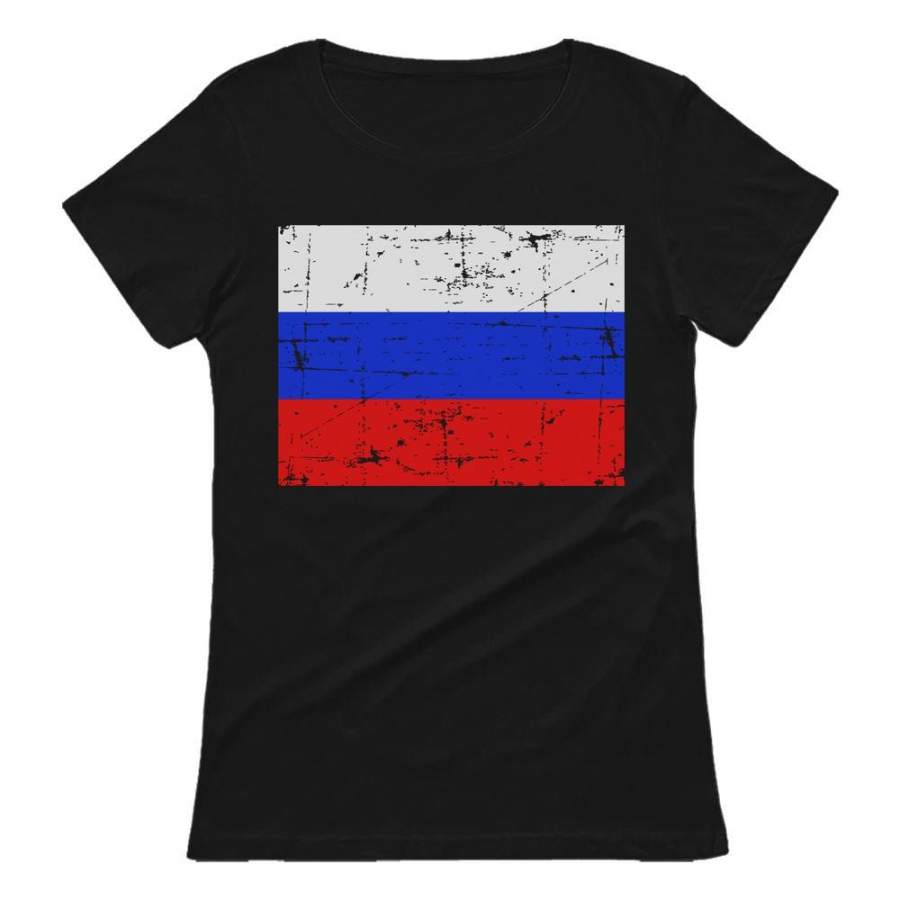 Vtg Russia Flag Women T-Shirt