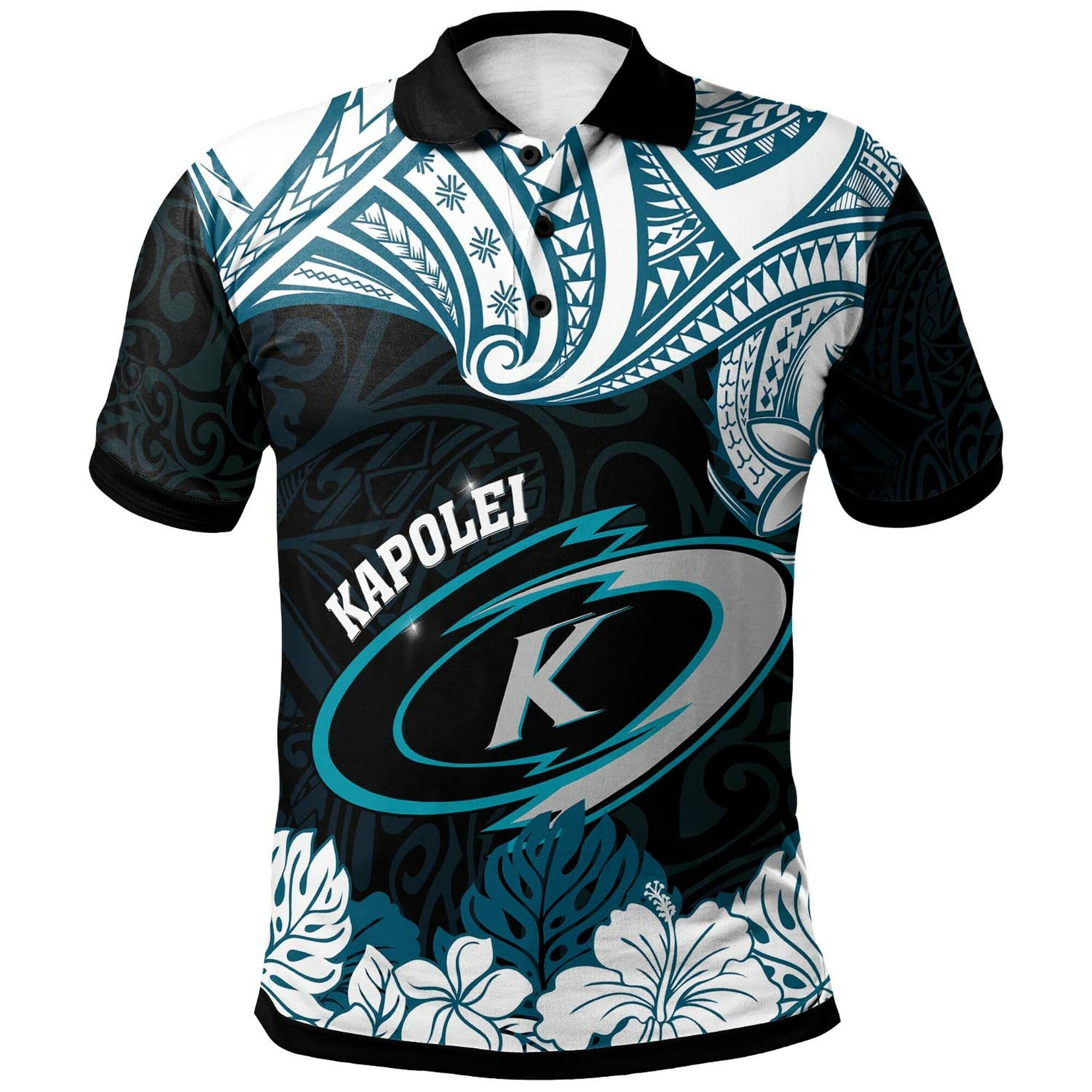 Hawaii Kapolei High School Custom Polo Shirt – Kapolei High School Hibicus Flower And Polynesian Pattern