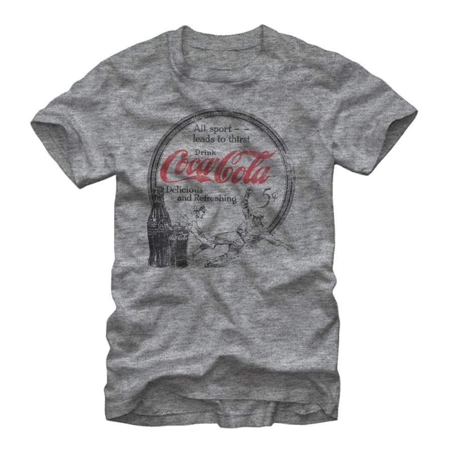 Coca Cola Men’s All Sport Leads to Thirst  T Shirt Athletic Heather S