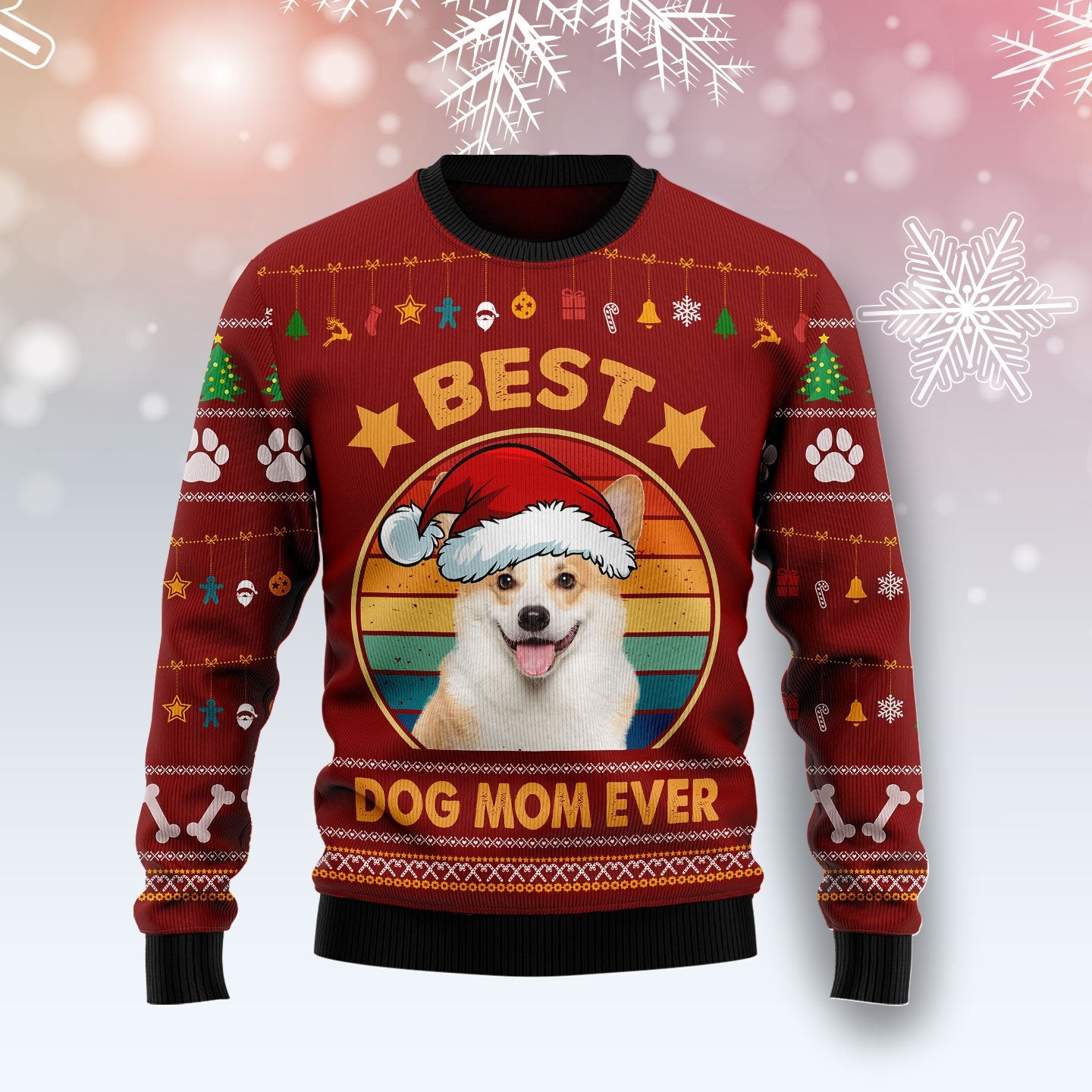 Cardigan Welsh Corgi Best Dog Mom Ever Sweater, Ugly Christmas Sweater For Dog Lovers