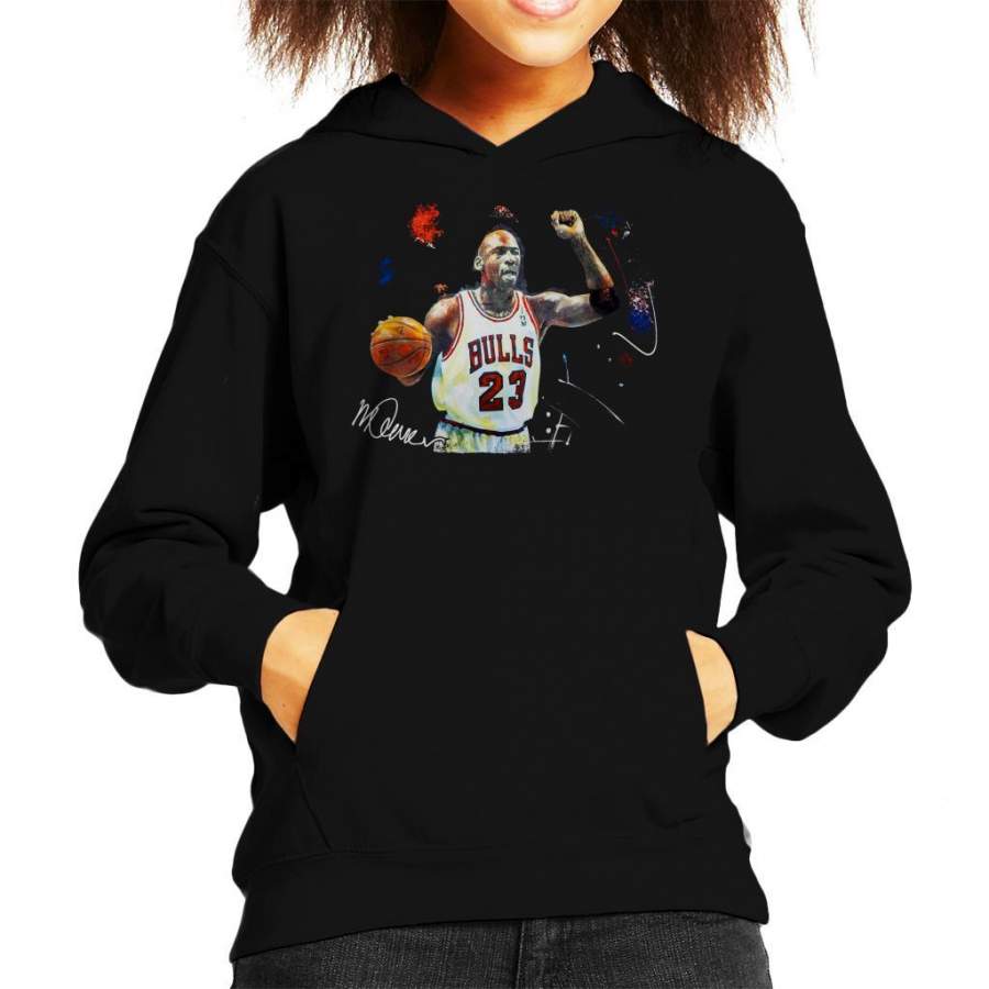 Sidney Maurer Original Portrait Of Michael Jordan Chicago Bulls Basketball Kid’s Hooded Sweatshirt