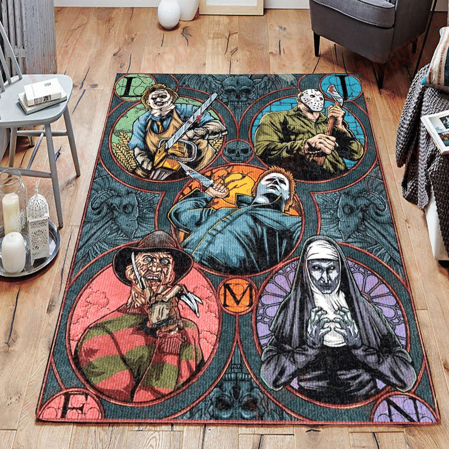 Halloween Night Horror Movie Characters Rug