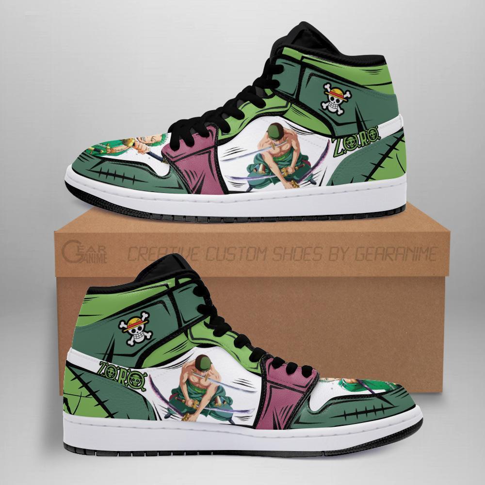 Zoro Sneakers Custom Anime One Piece Shoes POD Design By Facetotes Fashion Design by Facetotes Fashion