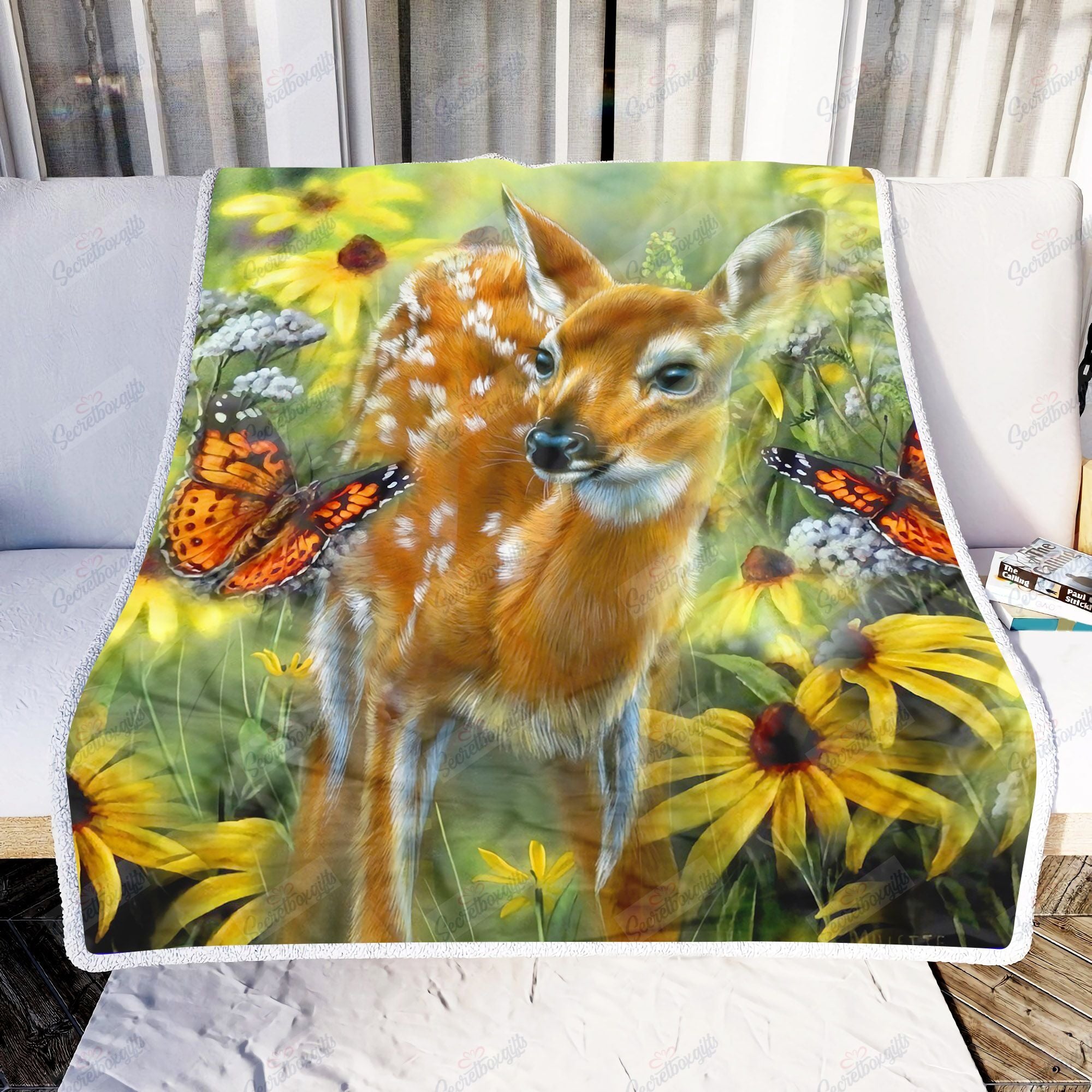 Deer Butterfly Flowers Art Ni2202015Yd Fleece Blanket