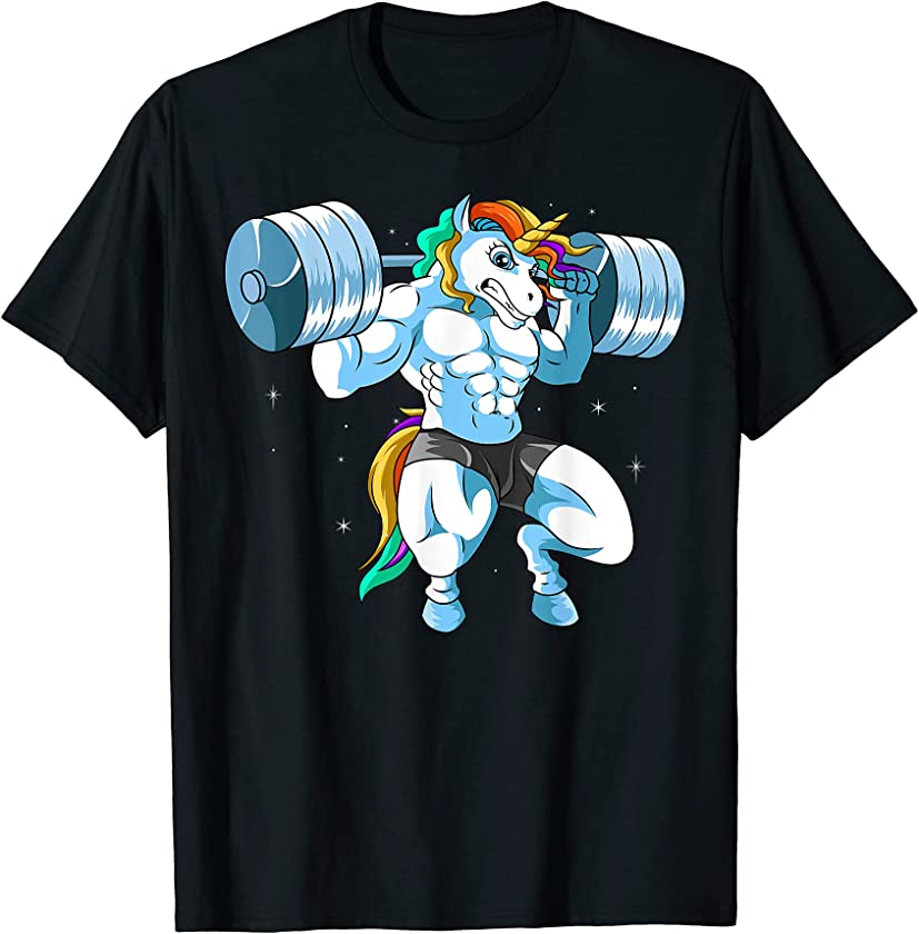 Weightlifing Barbell – Funny Unicorn Weightlifter T-Shirt